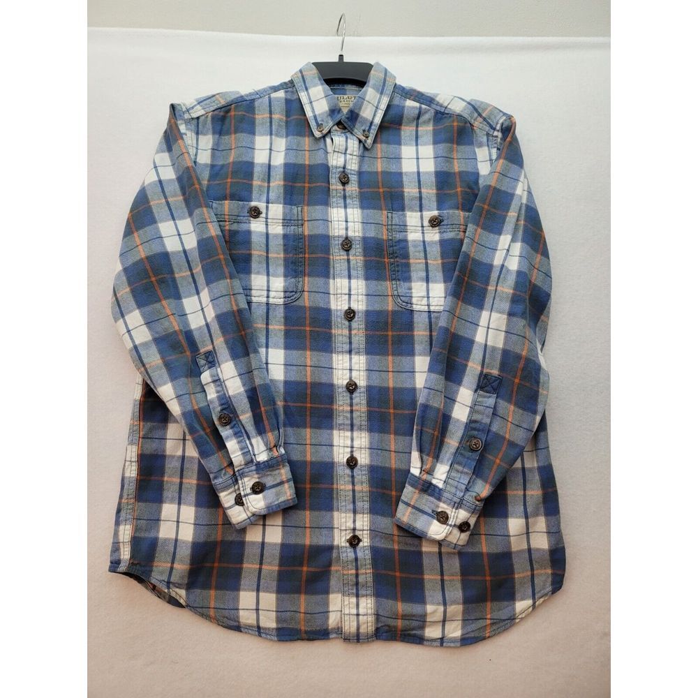 Duluth Trading Flannel Shirt Mens M‎ Blue Plaid Long Sleeves Outdoor - Picture 2 of 6